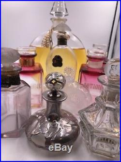 12 Antique Vintage Perfume Bottle Lalique Cranberry Glass Sterling Guilloche