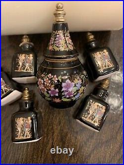 13 Pc VTG Greek Perfume Bottle Collection, Ceramic With Brass Tops & 24kt 1970's