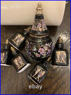 13 Pc VTG Greek Perfume Bottle Collection, Ceramic With Brass Tops & 24kt 1970's
