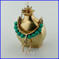 14k Gold Perfume Scent Amphora Bottle Vintage Charm Pendant