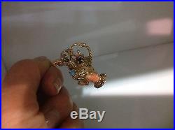 14k Yellow Gold Pitcher Victorianvintage Charm/perfume Bottle With Stones