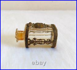 1920s Vintage Astris LT Piver Brass Design Glass Perfume Bottle Paris Props G510