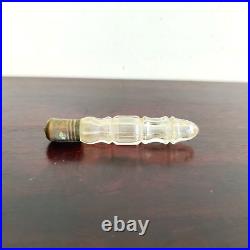 1920s Vintage Victorian Clear Glass Brass Cap Long Perfume Bottle Collectible