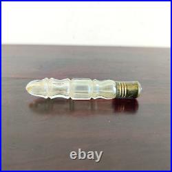 1920s Vintage Victorian Clear Glass Brass Cap Long Perfume Bottle Collectible