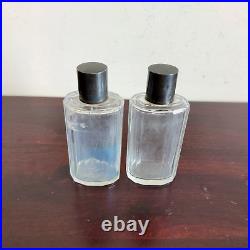 1930 Vintage Perfume Clear Glass Bottles With Glass Cap Set Of 2 Decorative G869