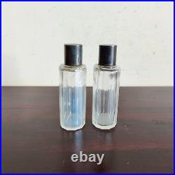 1930 Vintage Perfume Clear Glass Bottles With Glass Cap Set Of 2 Decorative G869