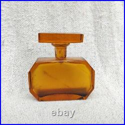 1930s Vintage Art Deco Brown Amber Glass Perfume Bottle Decorative Collectible