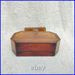 1930s Vintage Art Deco Brown Amber Glass Perfume Bottle Decorative Collectible