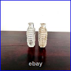 1930s Vintage Beautiful Clear Cut Glass Perfume Bottle Set Of 2 Decorative
