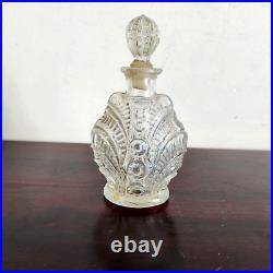 1930s Vintage Beautiful Embossed Design Perfume Glass Bottle Rare Decorative Old