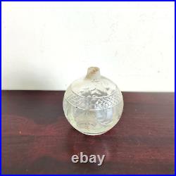 1930s Vintage Etching Work Perfume Floral Pattern Clear Cut Glass Bottle Rare