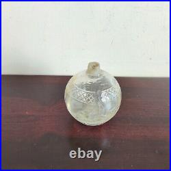 1930s Vintage Etching Work Perfume Floral Pattern Clear Cut Glass Bottle Rare