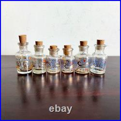 1930s Vintage Multi Perfume Clear Glass Bottles With Cork Set Of 6 Decorative