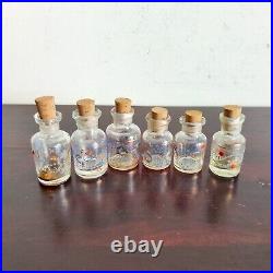 1930s Vintage Multi Perfume Clear Glass Bottles With Cork Set Of 6 Decorative