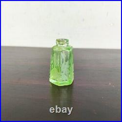1930s Vintage Neon Green Cut Perfume Glass Bottle Decorative Collectible Rare