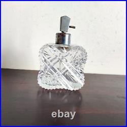 1930s Vintage Perfume Clear Cut Brass Cap Atomizer Glass Bottle Decorative