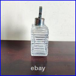 1930s Vintage Perfume Clear Cut Brass Cap Atomizer Glass Bottle Decorative