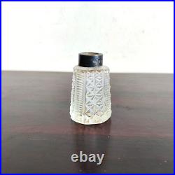 1930s Vintage Perfume Clear Cut Glass Bottle Brass Decorative Collectible G890