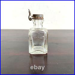 1930s Vintage Perfume Clear Glass Bottle Metal Cap Decorative Collectible Rare
