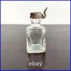 1930s Vintage Perfume Clear Glass Bottle Metal Cap Decorative Collectible Rare