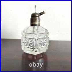 1930s Vintage Perfume Cut Glass Brass Cap Atomizer Bottle Decorative Collectible