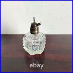 1930s Vintage Perfume Cut Glass Brass Cap Atomizer Bottle Decorative Collectible