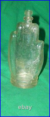 1931 Old Glass Bottle Gypsy Hand Cologne Perfume Depression Era Patent Heil Vtg