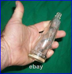 1931 Old Glass Bottle Gypsy Hand Cologne Perfume Depression Era Patent Heil Vtg