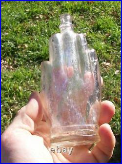 1931 Old Glass Bottle Gypsy Hand Cologne Perfume Depression Era Patent Heil Vtg