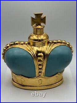 1940's Giant Vintage Blue Prince Matchabelli Moulded Glass Crown Scent Bottle