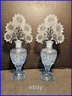 1940's Perfume Bottles Imperial Sunflower Vanity Set Light Blue Vintage 1940's Perfume Bottles Imperial Sunflower Vanity Set Light Blue Vintage