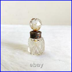1940s Vintage Perfume Clear Glass Bottle Brass Cap Decorative Collectible