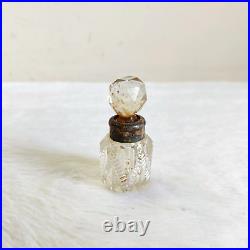 1940s Vintage Perfume Clear Glass Bottle Brass Cap Decorative Collectible