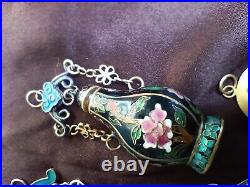 1970s Vintage chinese Cloisonne Perfume Bottle pendants Set Of 5