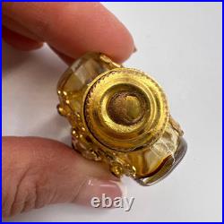 1980 Vintage Czech Bohemia Glass Perfume Flask Bottle Filigree Gilt Plated