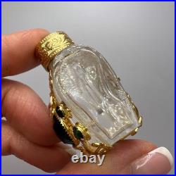 1980s Vintage Czech Bohemia Glass Perfume Bottle Filigree Gilt Plated