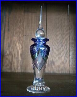 1999 Stuart Abelman Pulled Feather Art Glass Perfume Bottle-Signed & Dated