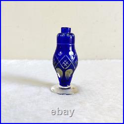 19c Vintage Original Venetian Glass Perfume Bottle Cobalt Blue Rare Collectible