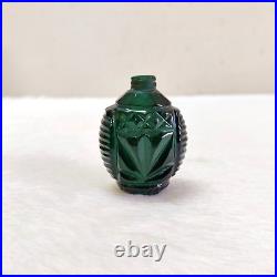 19c Vintage Victorian Dark Green Color Cut Glass Perfume Bottle Rare Collectible 19c Vintage Victorian Dark Green Color Cut Glass Perfume Bottle Rare Collectible