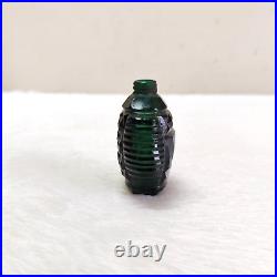 19c Vintage Victorian Dark Green Color Cut Glass Perfume Bottle Rare Collectible 19c Vintage Victorian Dark Green Color Cut Glass Perfume Bottle Rare Collectible