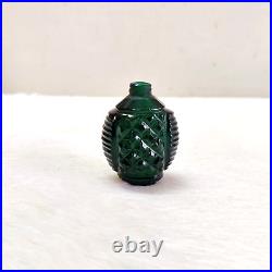 19c Vintage Victorian Dark Green Color Cut Glass Perfume Bottle Rare Collectible 19c Vintage Victorian Dark Green Color Cut Glass Perfume Bottle Rare Collectible