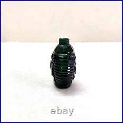 19c Vintage Victorian Dark Green Color Cut Glass Perfume Bottle Rare Collectible 19c Vintage Victorian Dark Green Color Cut Glass Perfume Bottle Rare Collectible