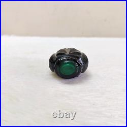19c Vintage Victorian Dark Green Color Cut Glass Perfume Bottle Rare Collectible 19c Vintage Victorian Dark Green Color Cut Glass Perfume Bottle Rare Collectible