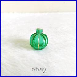 19c Vintage Victorian Green Glass Perfume Bottle Golden Work Old Collectible