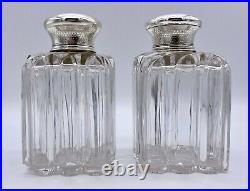 19th Century Silver & Cut Glass Scent Bottles by Thomas Diller London 1840