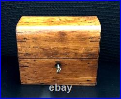 19th Century Wooden Perfume Box with 3 Bottles & Original Key Rich Patina