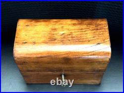 19th Century Wooden Perfume Box with 3 Bottles & Original Key Rich Patina