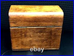 19th Century Wooden Perfume Box with 3 Bottles & Original Key Rich Patina