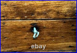 19th Century Wooden Perfume Box with 3 Bottles & Original Key Rich Patina