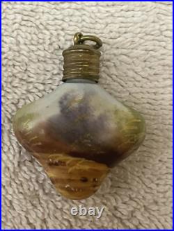 (2) Antique Chatelaine Perfume Scent Bottles. Porcelain. Couple walking/sitting